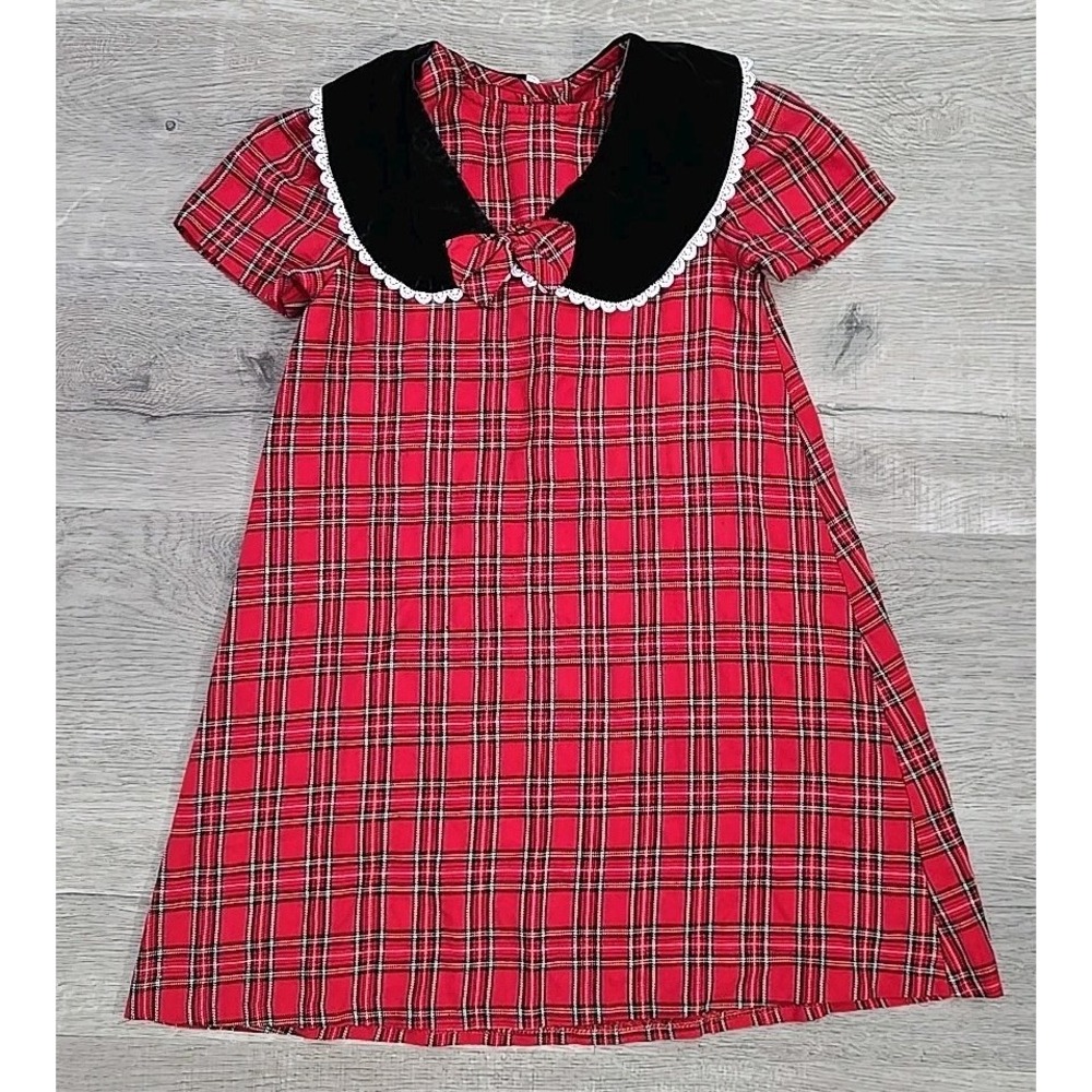 Vintage Christmas Red plaid Bonnie‎ Jean Dress.  Size 6x